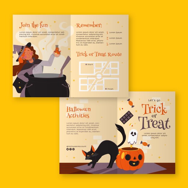 Flat halloween brochure template