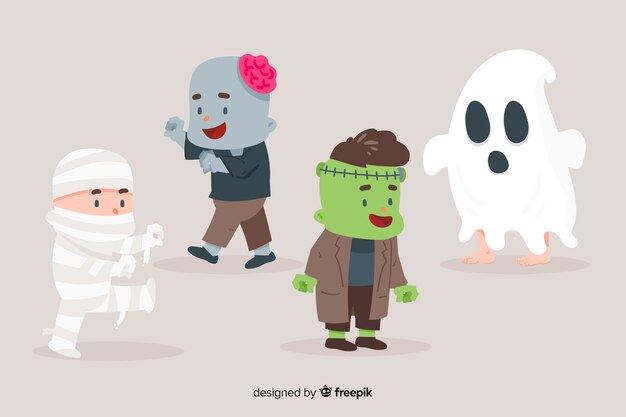 Flat halloween character collection