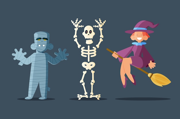 Free Vector flat halloween characters set