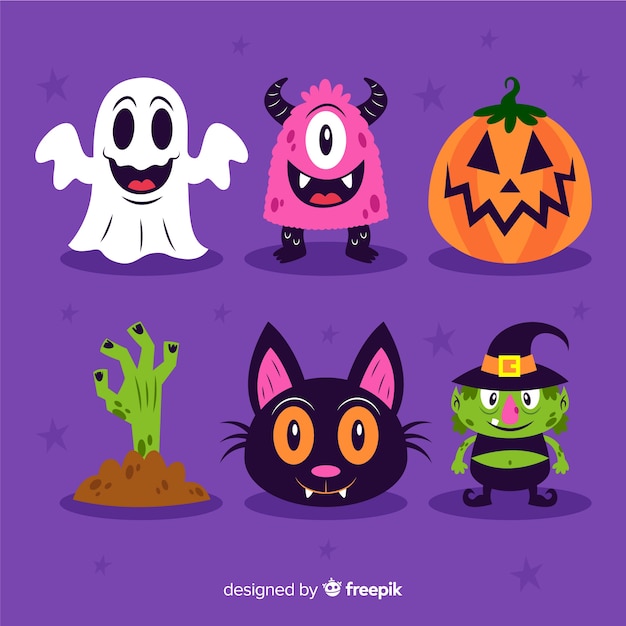 Flat halloween decor collection