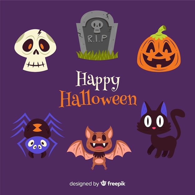 Flat halloween decoration collection