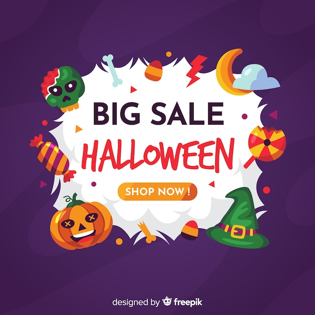 Flat halloween design for sales