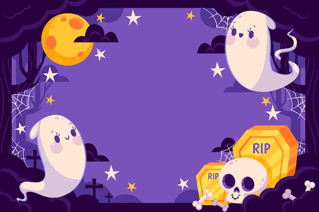 Flat halloween frame template