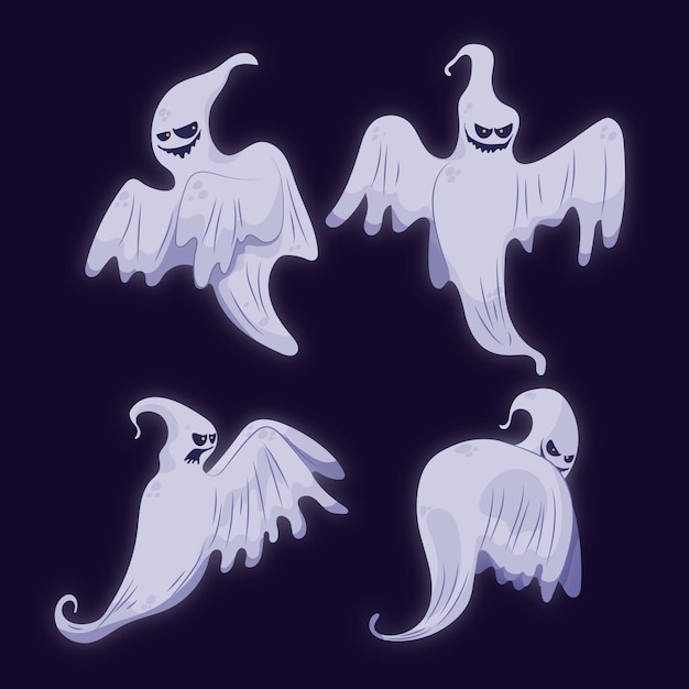 Flat halloween ghost collection