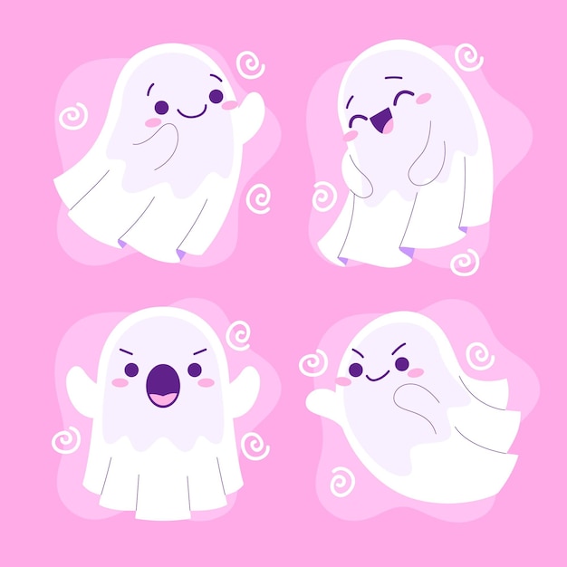 Free vector flat halloween ghosts collection