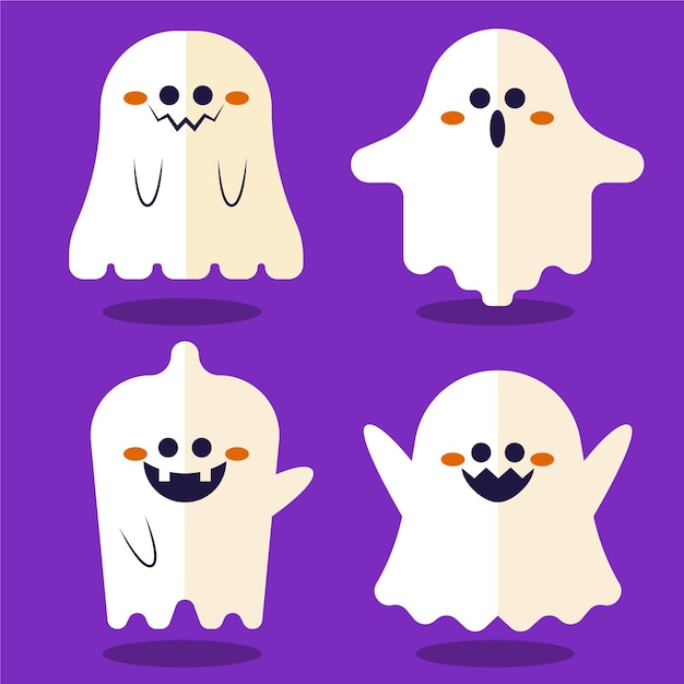 Free Vector flat halloween ghosts collection