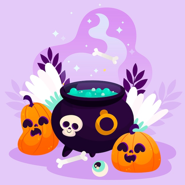 Free Vector flat halloween hocus pocus illustration