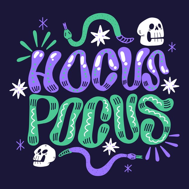 Flat halloween hocus pocus lettering