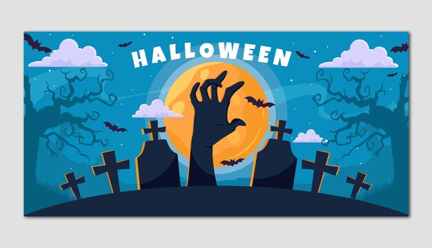 Flat halloween horizontal banner template