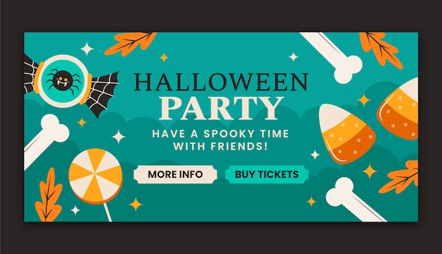 Flat halloween horizontal banner template