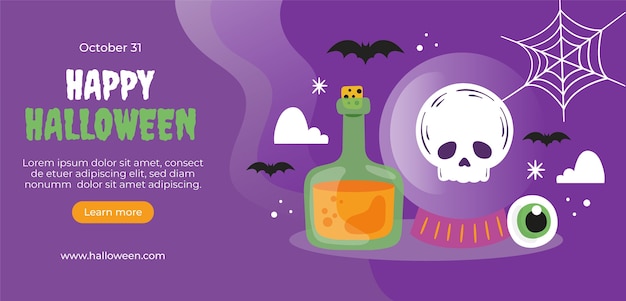 Flat halloween horizontal banner template