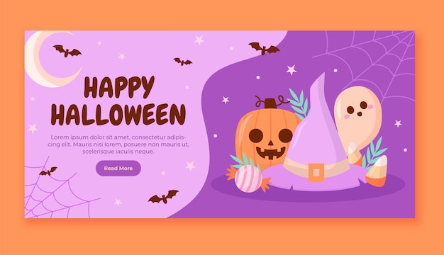 Flat halloween horizontal banner template