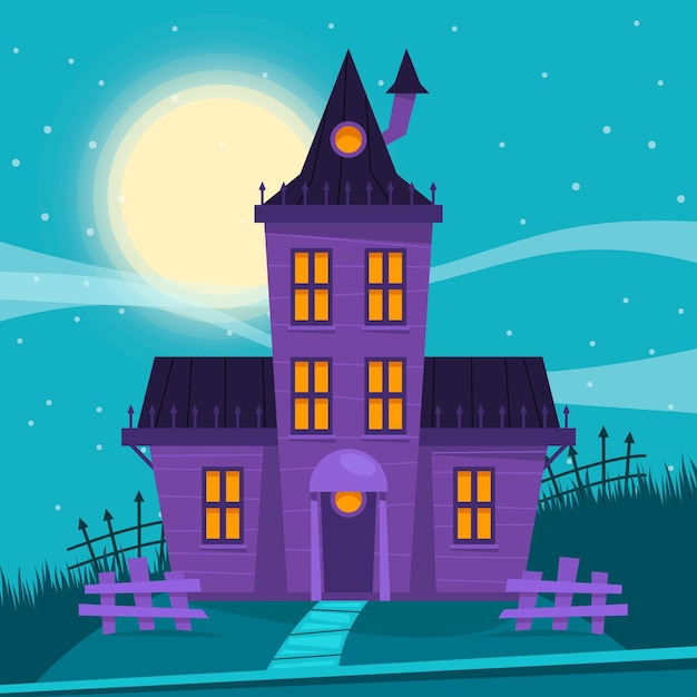 Free Vector flat halloween house illustration