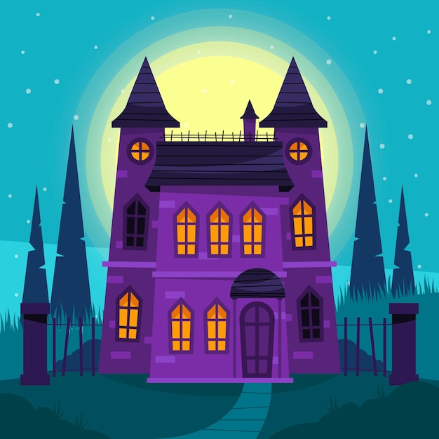 Free Vector flat halloween house illustration