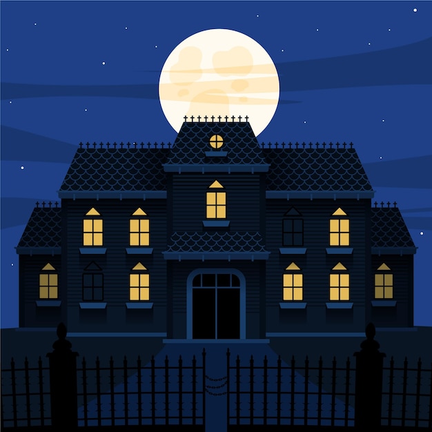 Free Vector flat halloween house illustration