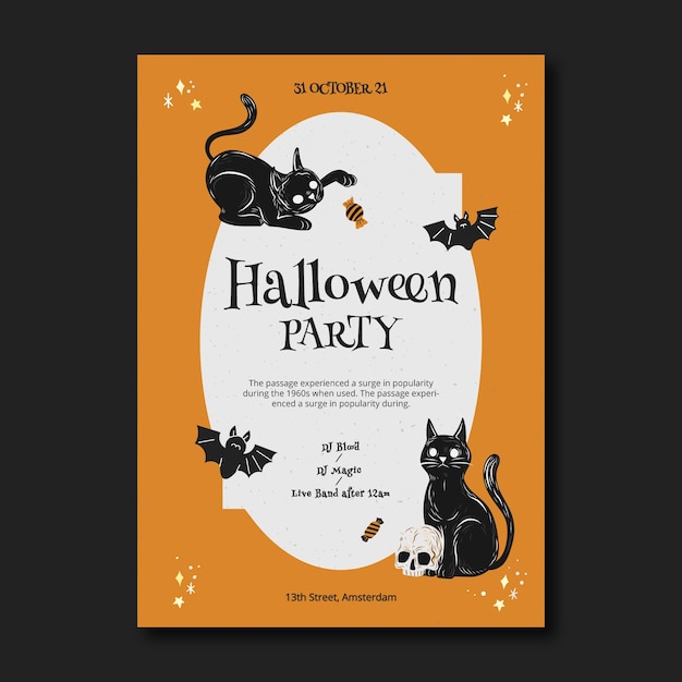 Flat halloween invitation template