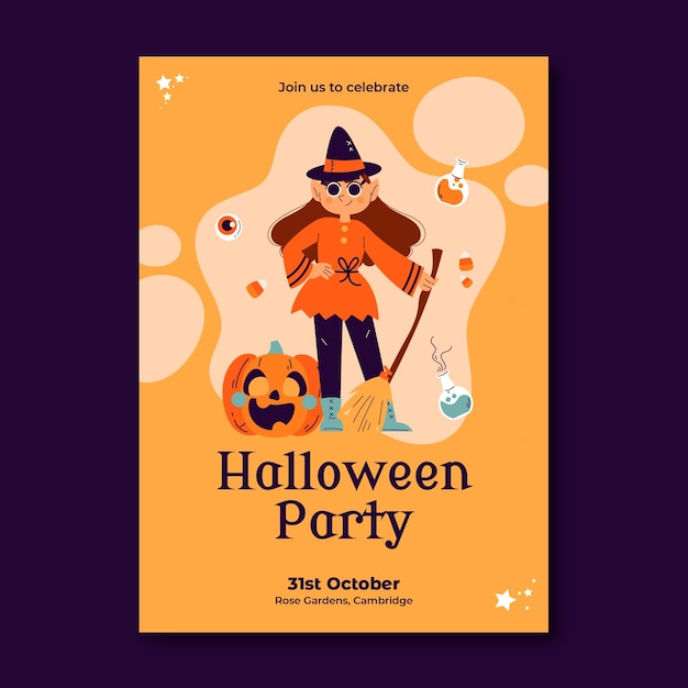 Flat halloween invitation template