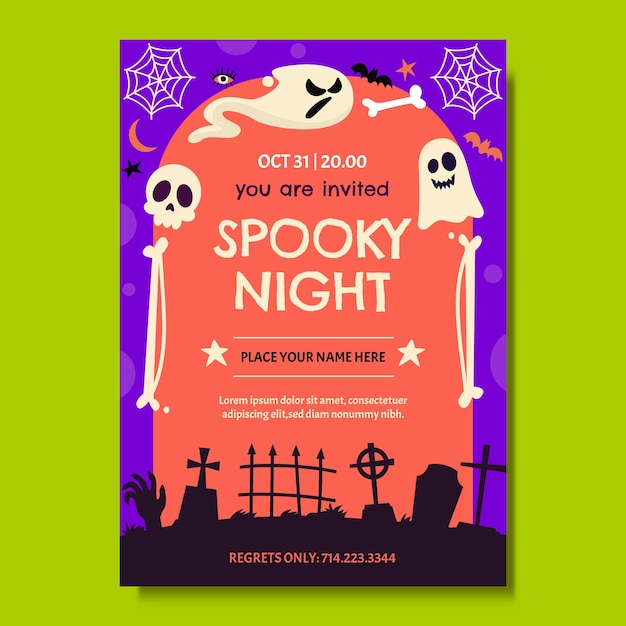 Flat halloween invitation template