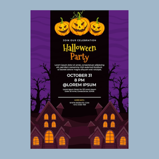 Flat halloween invitation template