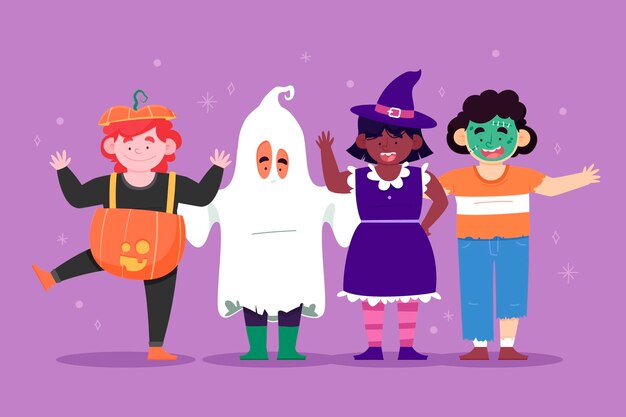 Flat halloween kids collection