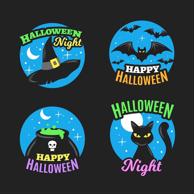 Free Vector flat halloween label collection