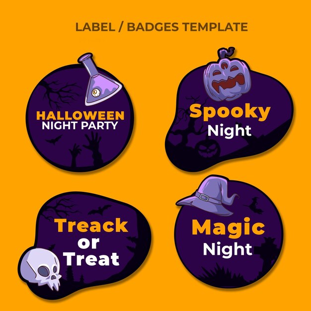 Flat halloween labels collection