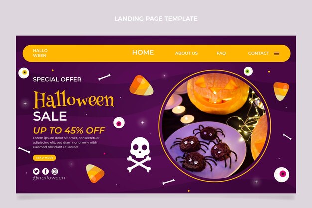 Flat halloween landing page template