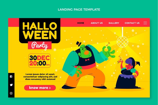 Flat halloween landing page template