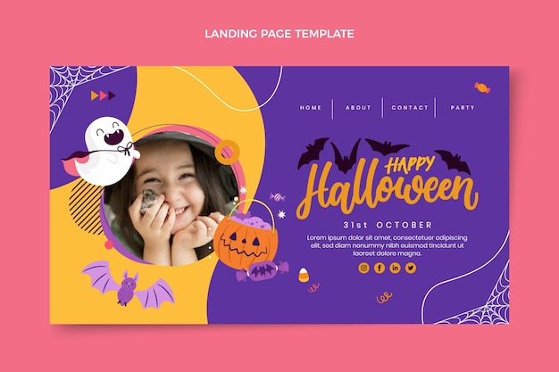 Flat halloween landing page template