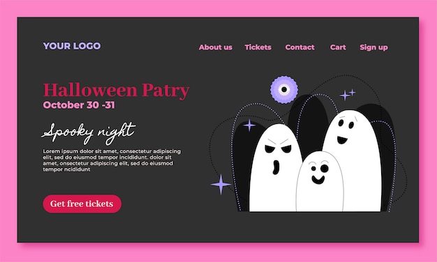 Free Vector flat halloween landing page template