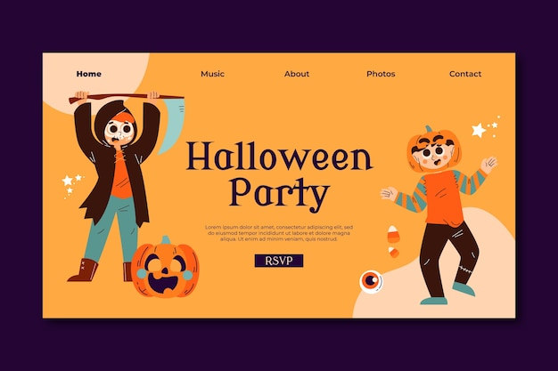 Free Vector flat halloween landing page template