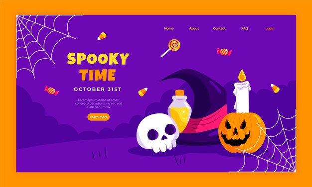 Flat halloween landing page template