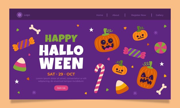 Flat halloween landing page template