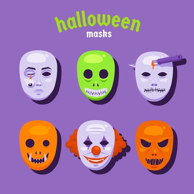 Free Vector flat halloween masks collection