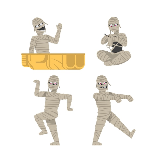 Free Vector flat halloween mummies collection