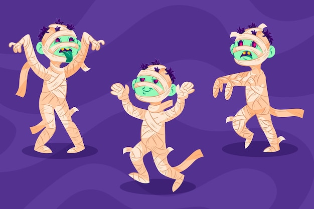 Flat halloween mummies collection