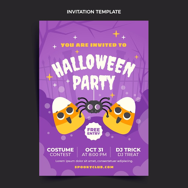 Free vector flat halloween party invitation template