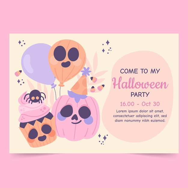 Flat halloween party invitation template