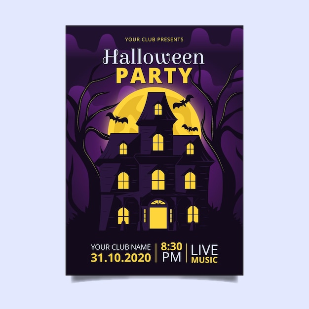 Free Vector flat halloween party poster