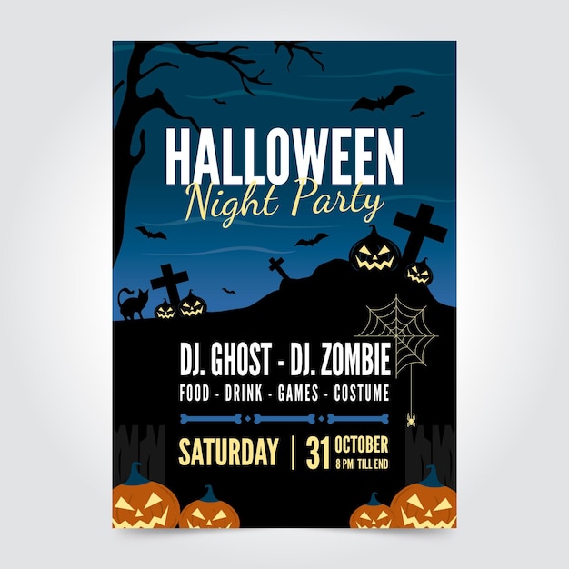 Flat halloween party poster