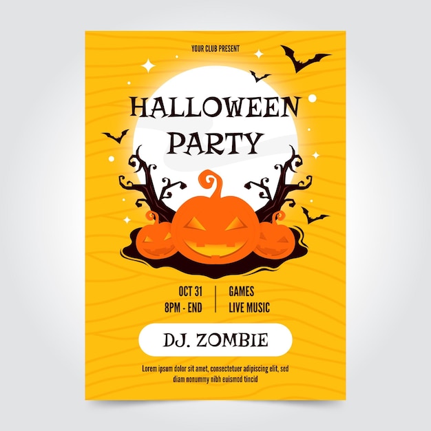 Free Vector flat halloween party poster