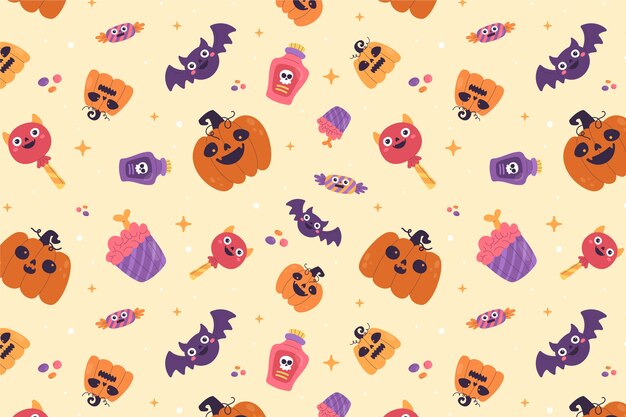 Flat halloween pastel pattern background