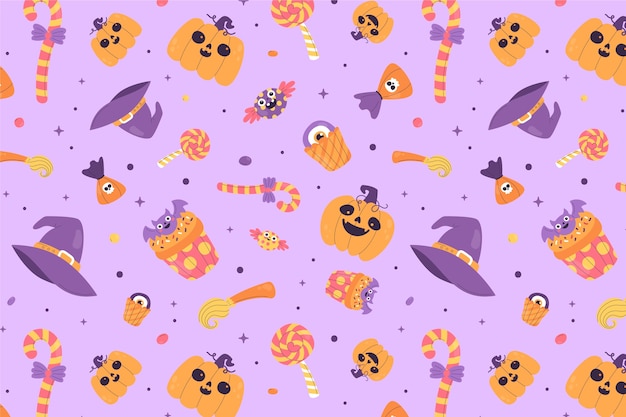 Flat halloween pastel pattern background