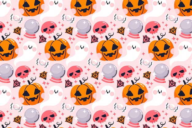 Free Vector flat halloween pastel pattern background