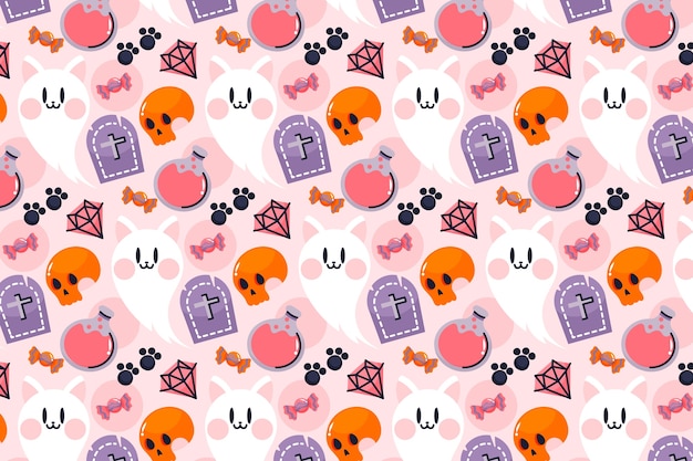 Free Vector flat halloween pastel pattern background