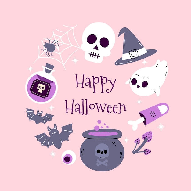 Free Vector flat halloween pastel pattern background