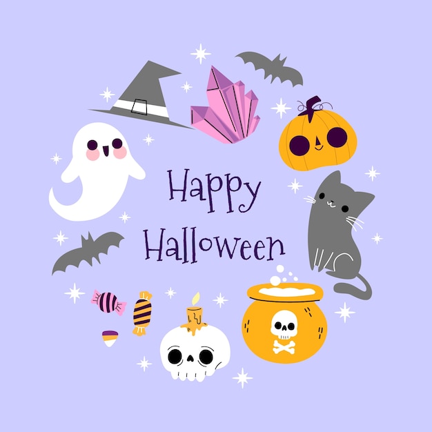 Free Vector flat halloween pastel pattern background