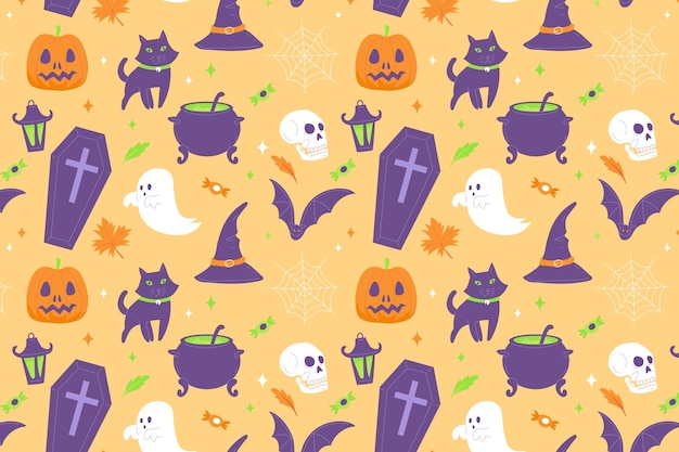 Free Vector flat halloween pastel pattern background