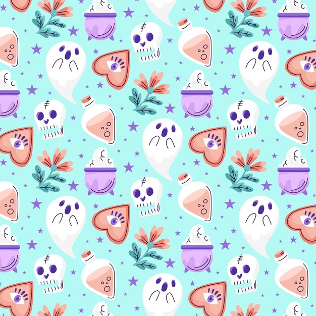 Flat halloween pastel pattern background