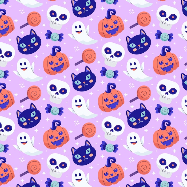 Free Vector flat halloween pastel pattern background